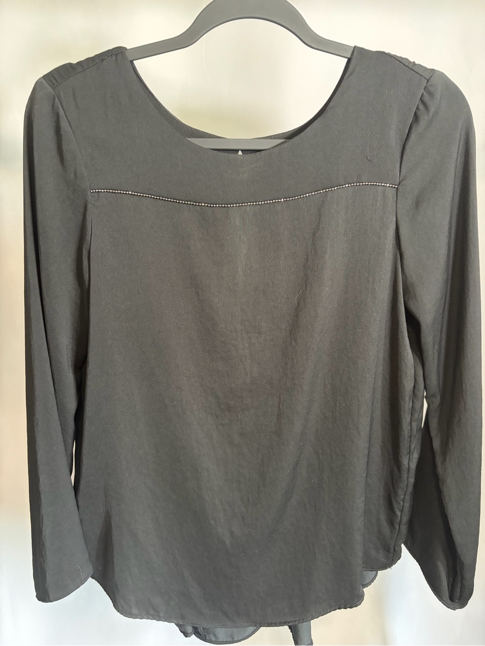 Zara Basic Black Open Back Blouse – Sparkle Detail – Size S